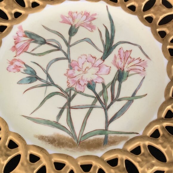 2 Antique Carl Tielsch Reticulated Porcelain Plates Altwasser Silesia 8.5" - Picture 4 of 10